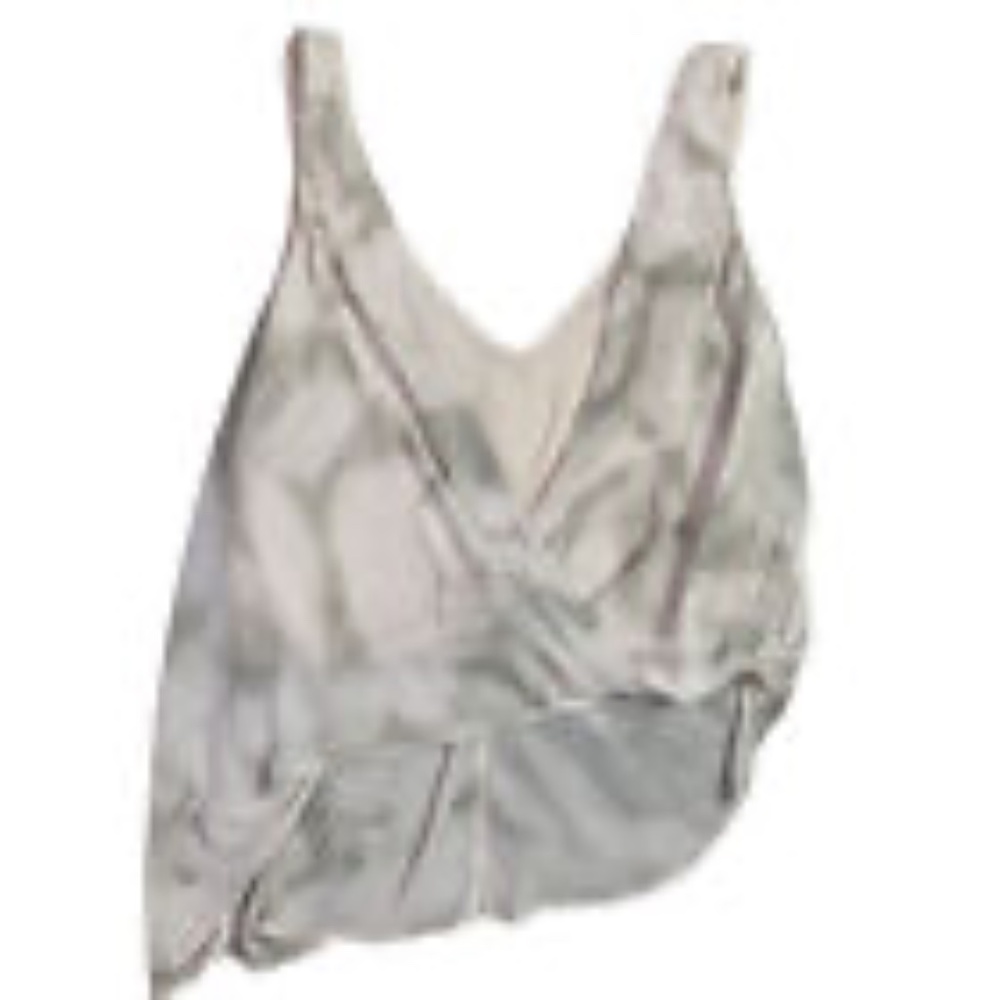 Free People Women's Small Tank Top Beige Gray Tie-Dye Asymmetrical